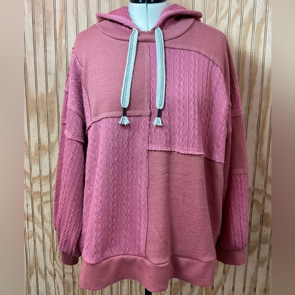 POL Tops - POL Dusty Rose Patchwork Hoodie